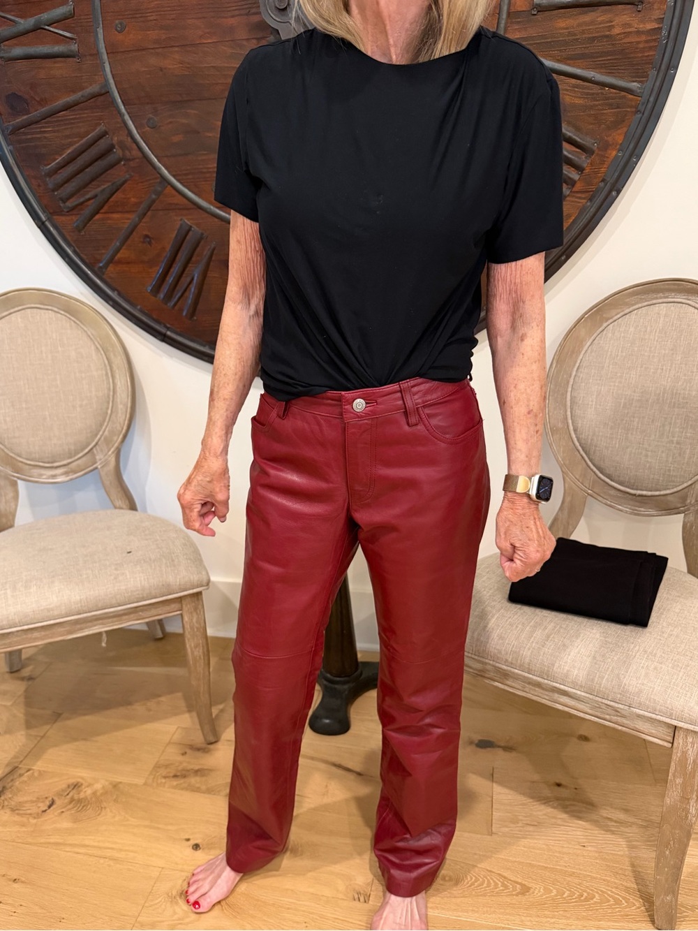 GAP Straight Red Leather Jeans